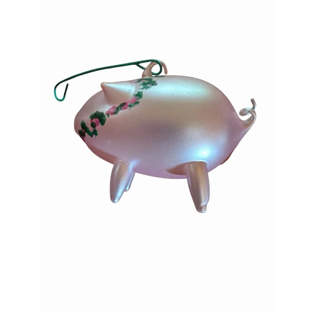 DE CARLINI PINK PIG GLASS CHRISTMAS ORNAMENT Blown Glass Italy